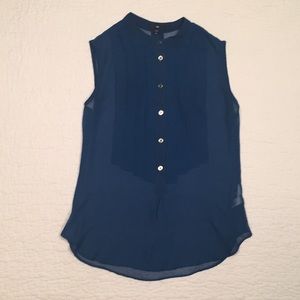 GAP - Sheer Sleeveless Work Blouse - Teal